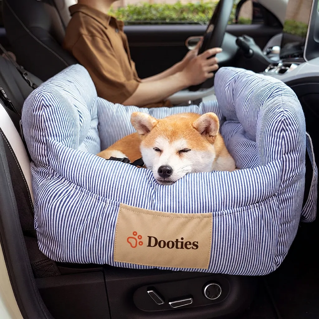 Bolster dog car seat installed in vehicle