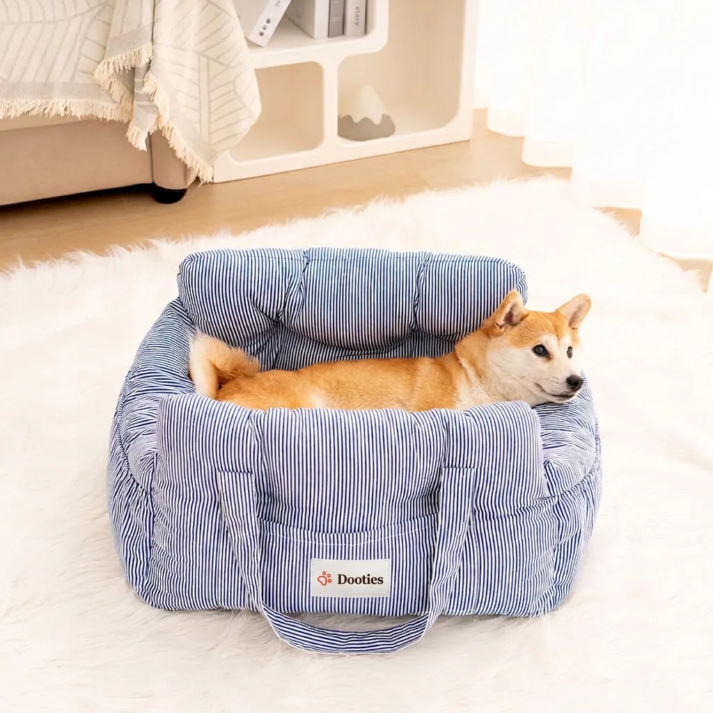 Semi-enclosed bolster design with pet looking out