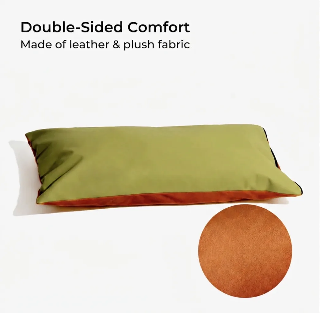 Double-sided leather and plush fabric
