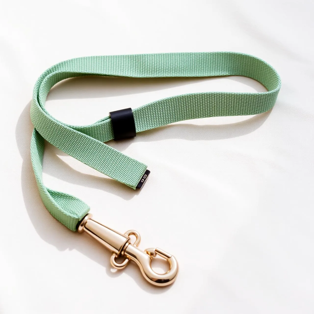 Sage green reflective padded dog leash with seat belt clip
