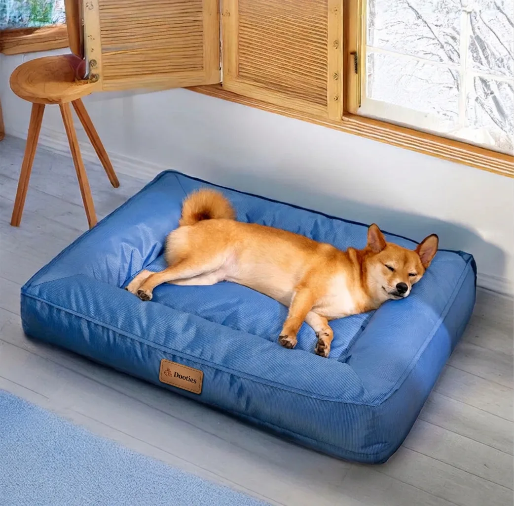 Orthopedic waterproof hooded sherpa dog bed