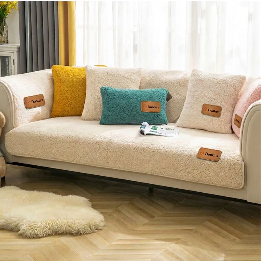 Cream couch cover full view