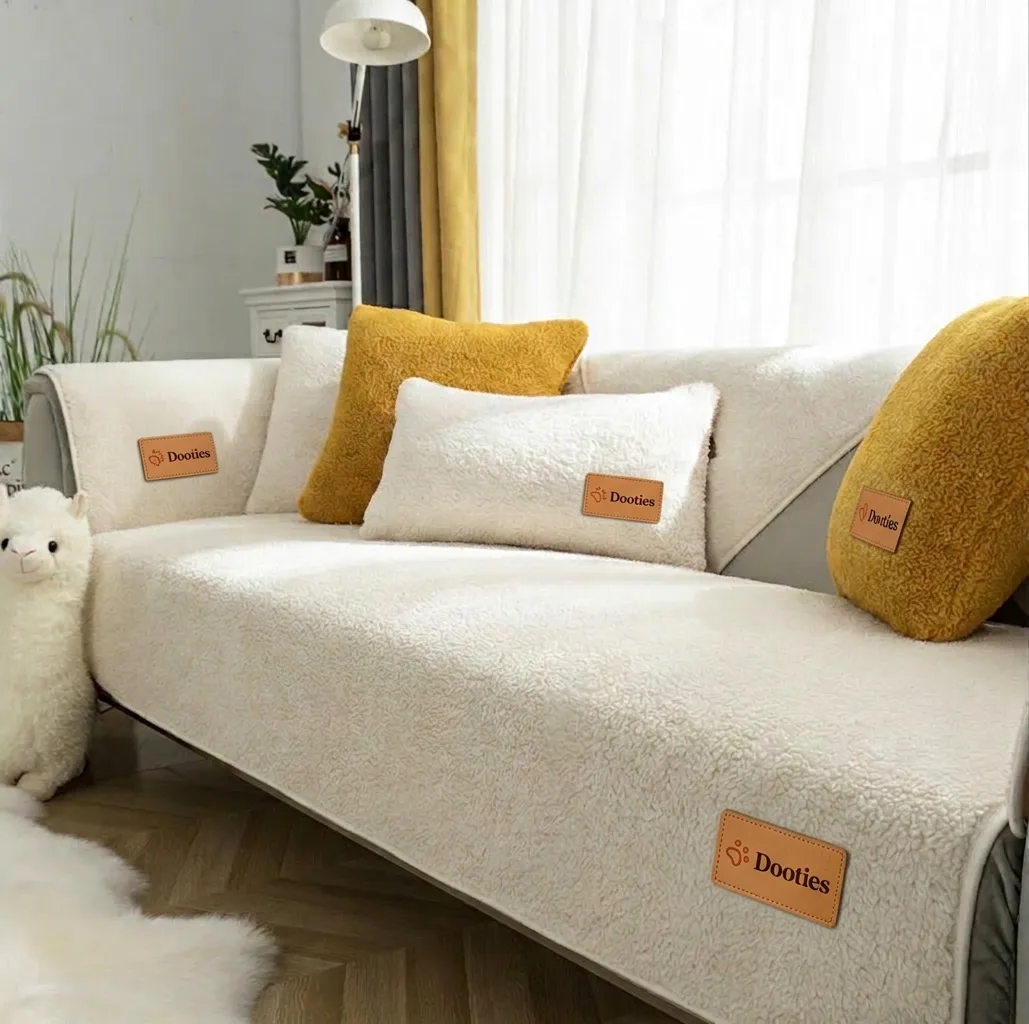 Cream sherpa fleece couch cover